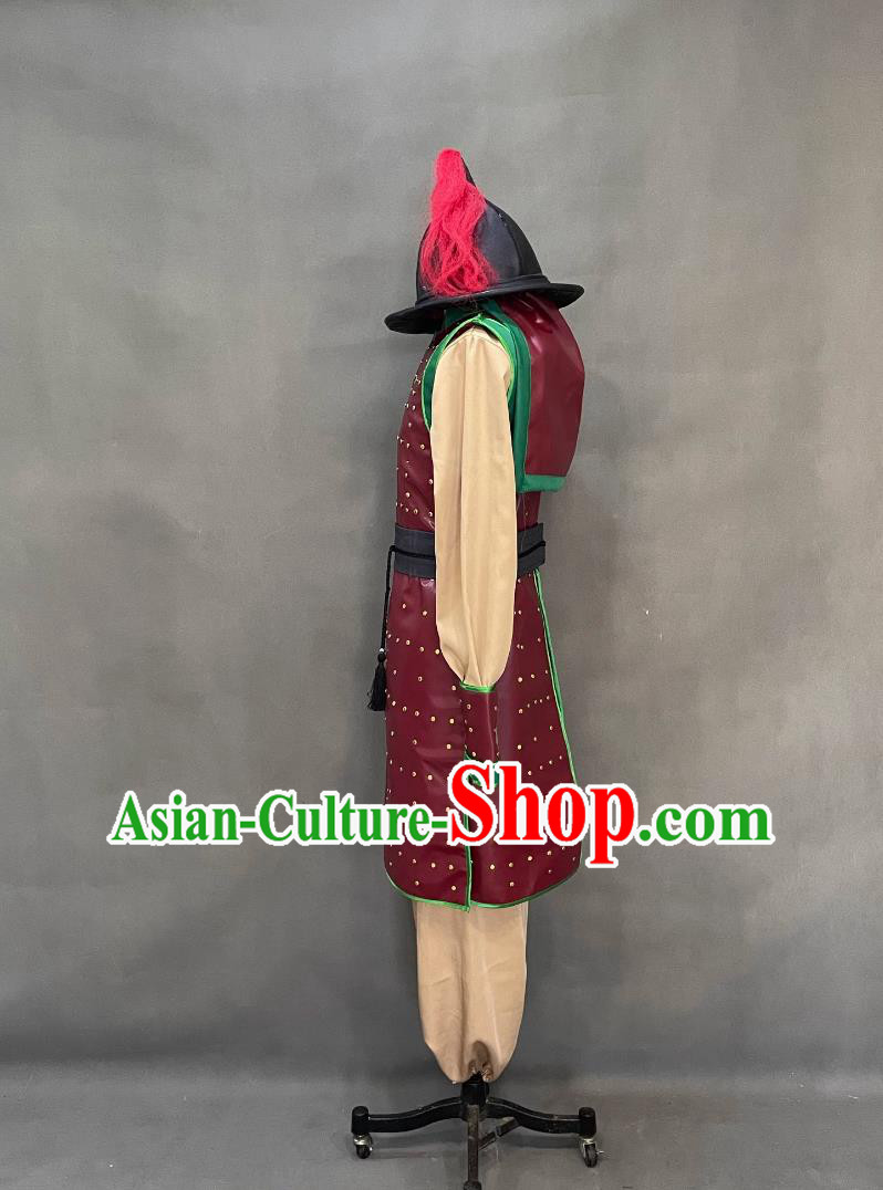 Ancient China Warrior Clothing Traditional Leather Armor Chinese Ming Dynasty Soldier Costume