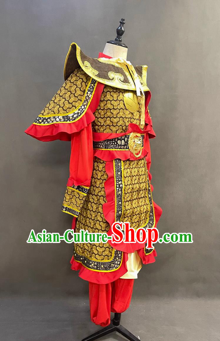 Chinese Song Dynasty Hero Costume Ancient China General Clothing Traditional TV Drama Yue Fei Red Armor
