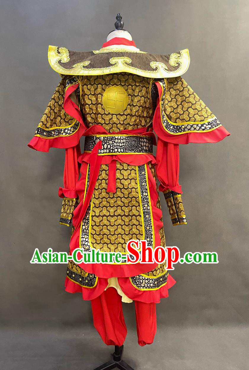 Chinese Song Dynasty Hero Costume Ancient China General Clothing Traditional TV Drama Yue Fei Red Armor