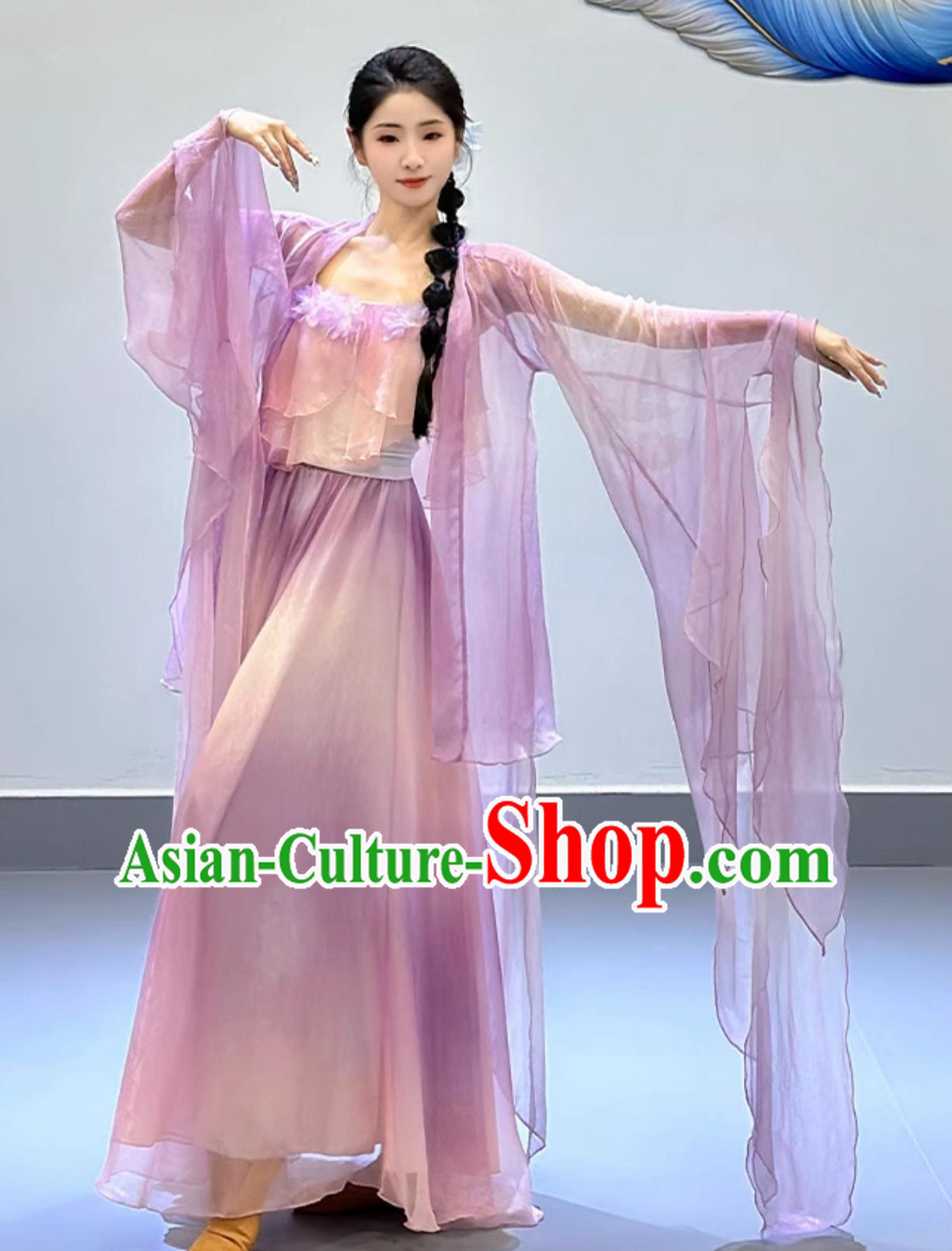 Chinese Classical Dance Costume Petal Dance Clothing Woman Solo Dance Lilac Dress