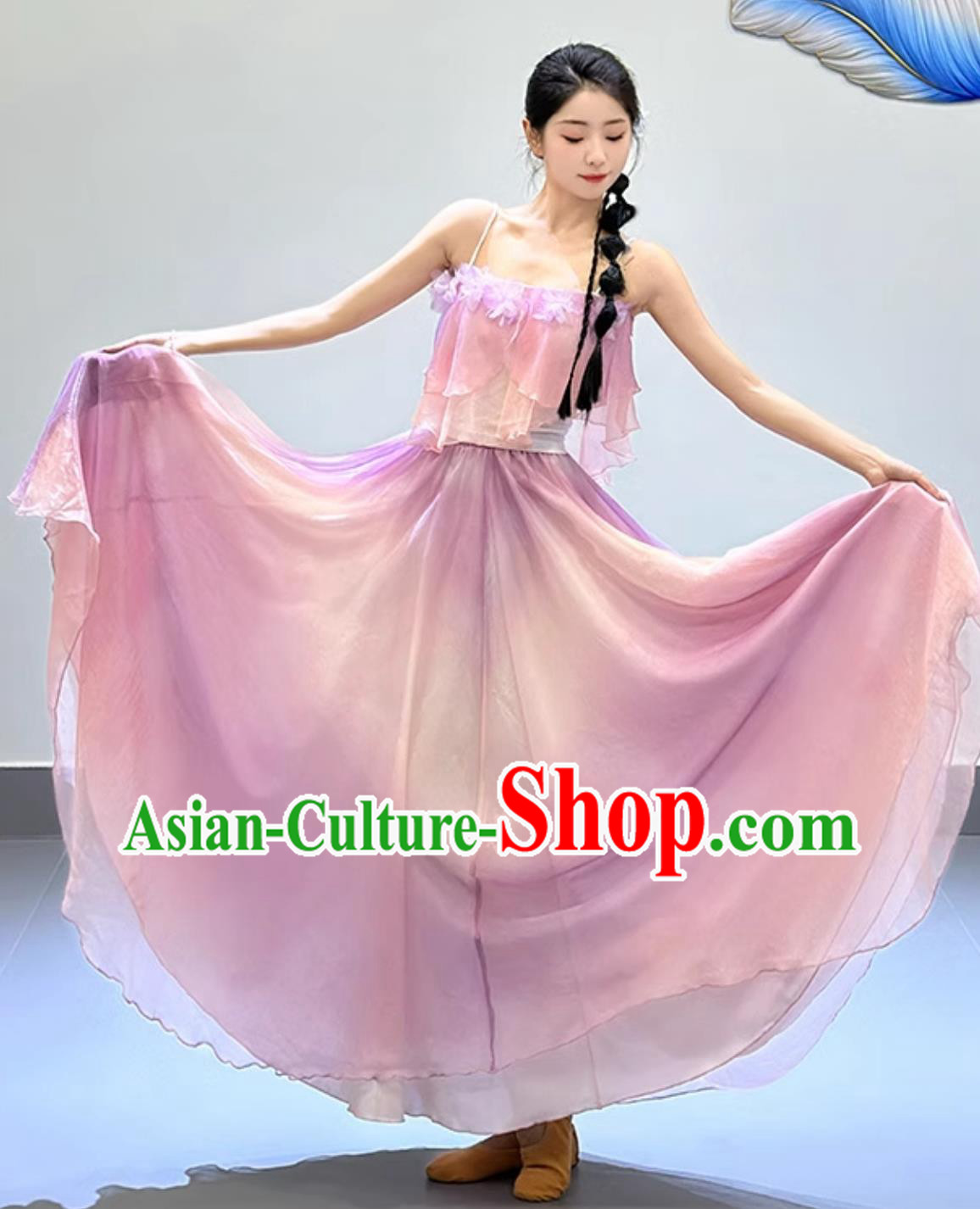 Chinese Classical Dance Costume Petal Dance Clothing Woman Solo Dance Lilac Dress