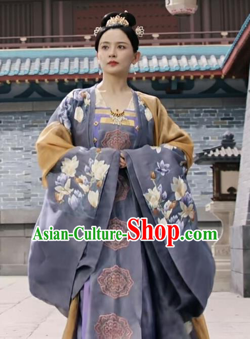 Chinese Ancient Tang Dynasty Imperial Empress Costumes TV Series Weaving A Tale of Love Queen Wu Mei Niang Embroidered Dresses
