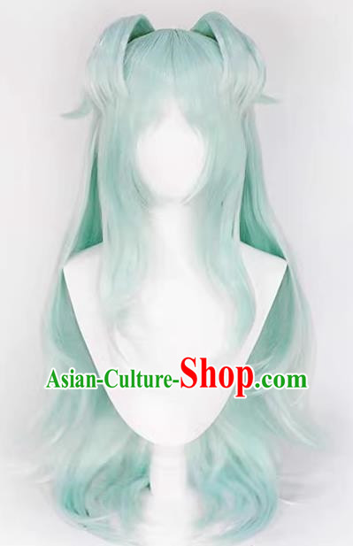 Green Long Hair Styling COS Wig