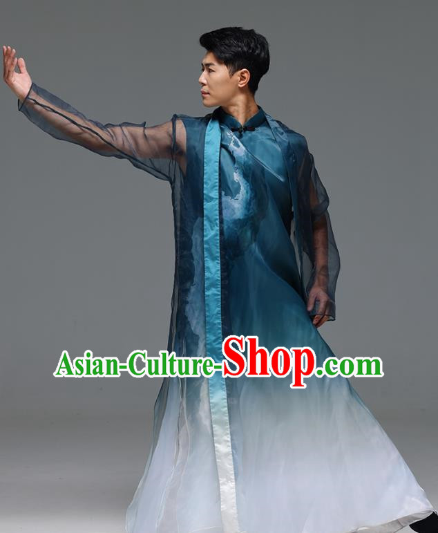 Xiancaitan Classical Dance Traditional Ink Chinese Style Gradient Color Navy Blue Dance Costume Dance Costume
