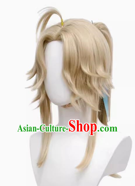 Collapse Star Railway Yanqing Cos Wig With Reversed Face and Pony Tail