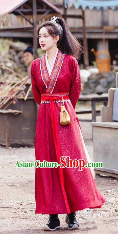 Chinese Romantic TV Series Royal Rumours Hua Liu Li Red Dresses Ancient Tang Dynasty Female Swordsman Costumes