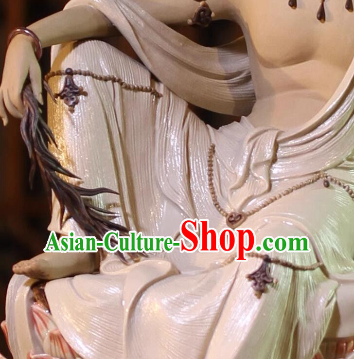 Top Handmade Samantabhadra Bodhisattva Statue Chinese Shiwan Ceramics Arts Collection Riding Elephant Buddha