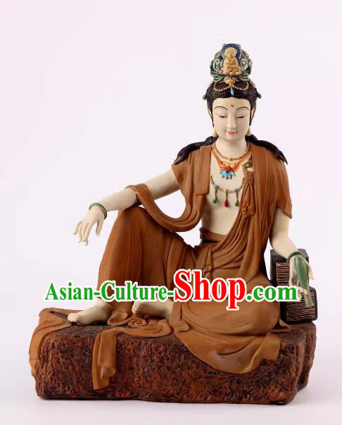 Chinese Shiwan Ceramics Buddha Arts Collection Handmade Avalokita Bodhisattva Statue