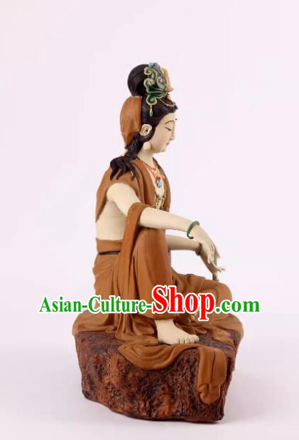 Chinese Shiwan Ceramics Buddha Arts Collection Handmade Samantabhadra Bodhisattva Statue