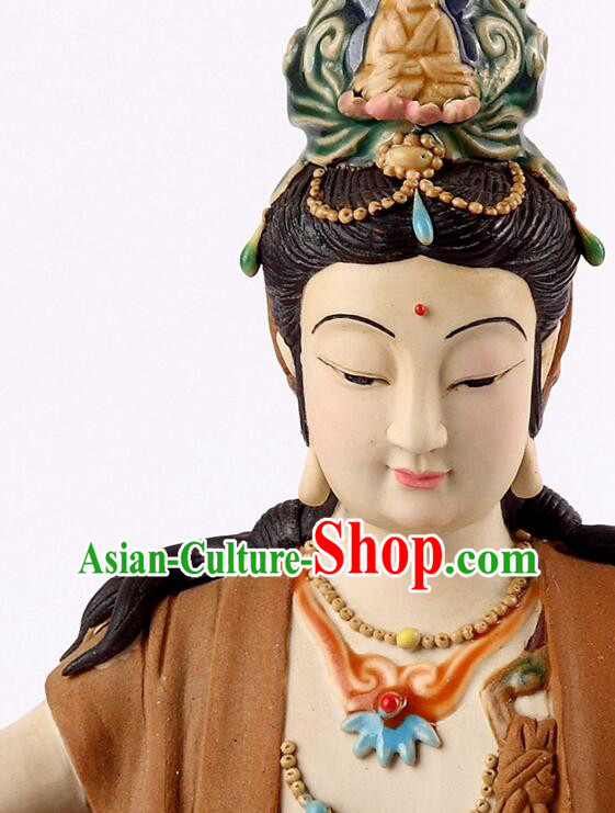 Chinese Shiwan Ceramics Buddha Arts Collection Handmade Samantabhadra Bodhisattva Statue