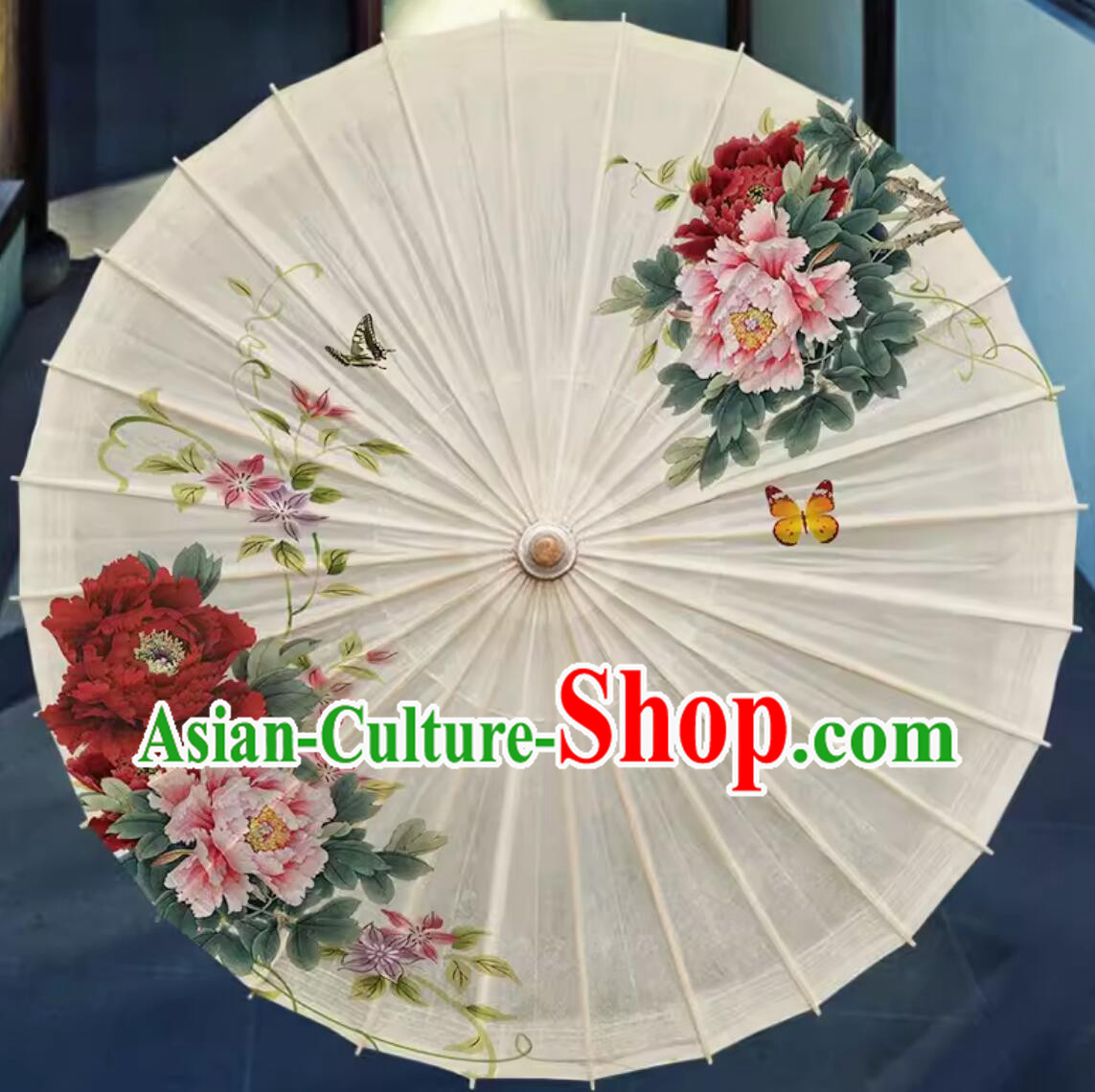 Chinese Traditional Artware Paper Umbrella Classical Dance Umbrella Painted Peony Oil-paper Umbrella Handmade Umbrella