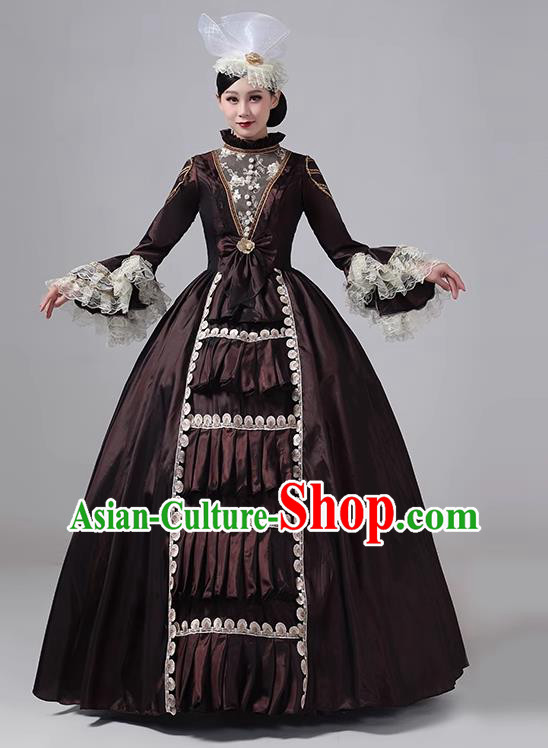 Coffee Stage Show Clothing Drama Costume European Court Dress French Medieval Aristocratic Long Dress Retro Princess Garment
