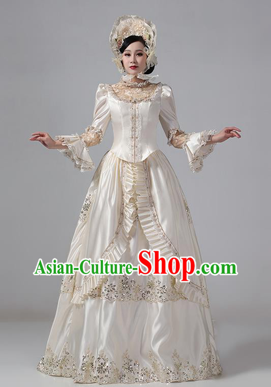 Champagne European Court Clothing British Medieval Victorian Retro Princess Classical Dress