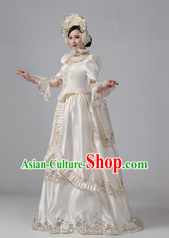 Champagne European Court Clothing British Medieval Victorian Retro Princess Classical Dress