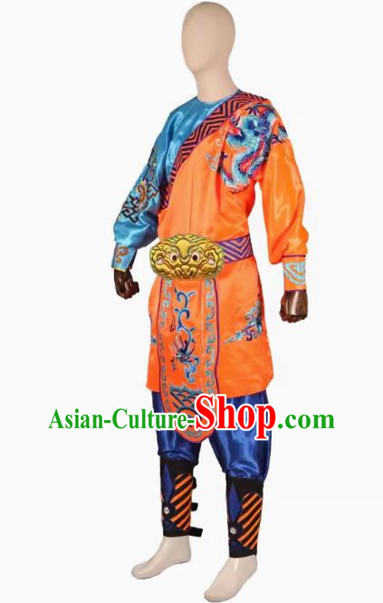 Orange Puning Yingge Team Costumes Civil And Military Sleeves Armed Color Matching Men Suits Chaoshan Martial Arts Performance Costumes Character Parade