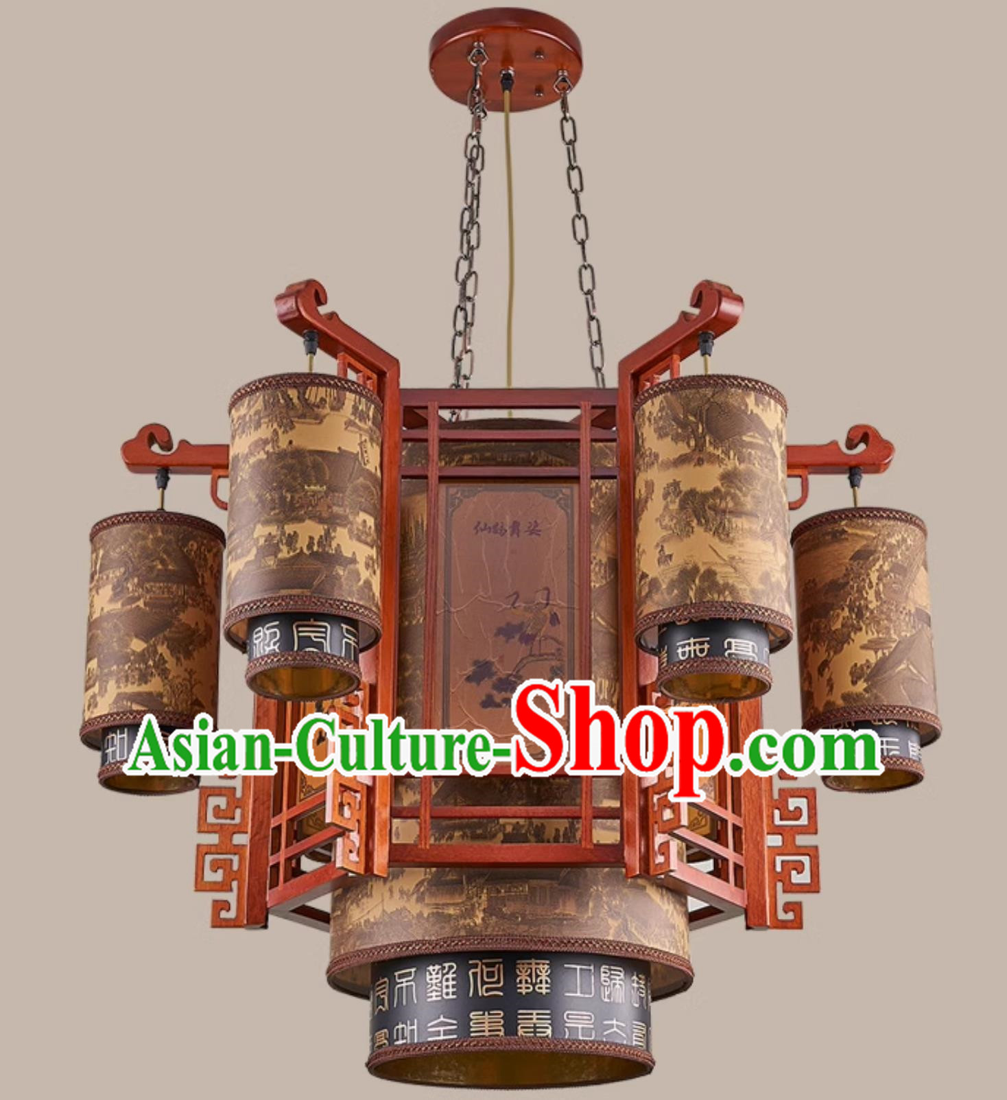 34 Inches Diameter Antique Chinese Chandelier Solid Wood Lantern Villa Tea House Headlight Hotel Chinese Style Palace Lantern