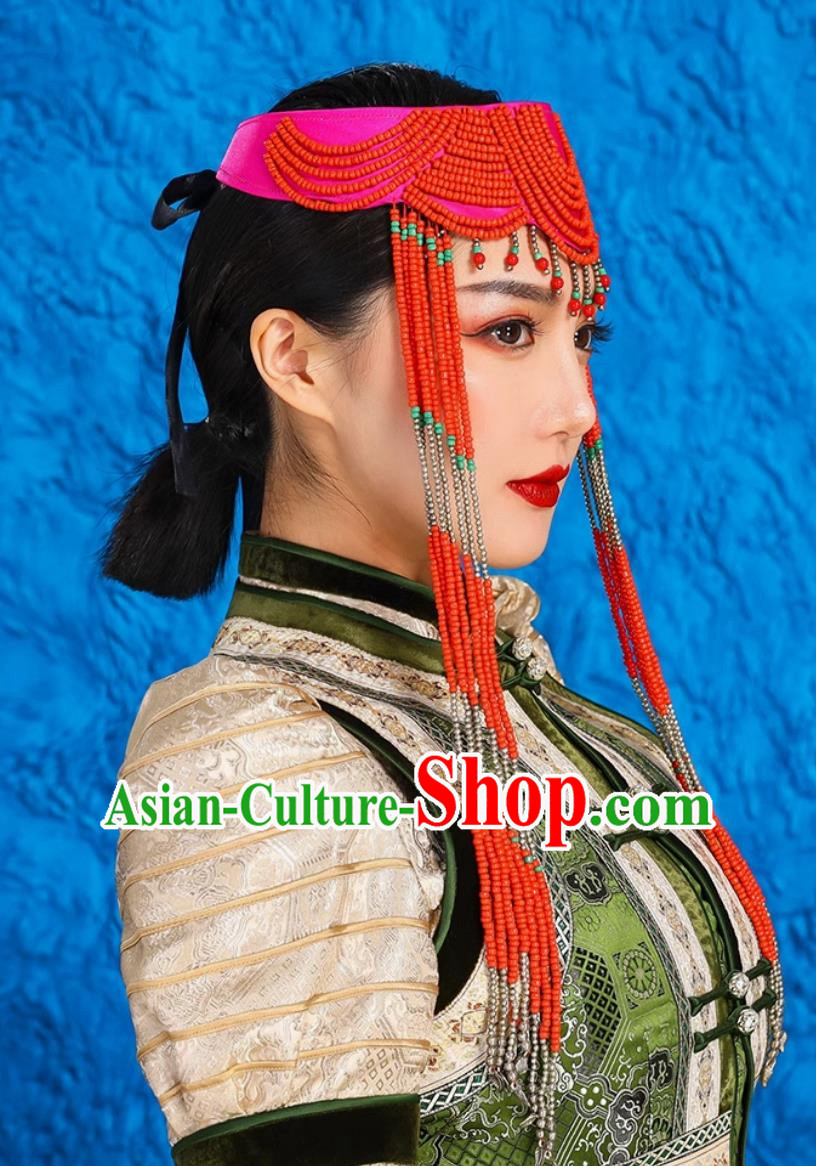 Mongolian Dance Performance Ladies Headwear Ethnic Minority Bride Forehead Ornaments Forehead Pendant