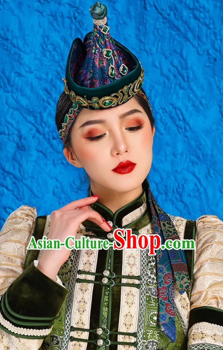 Ethnic Minority Ancient Crown Mongolian Headdress Exotic Style Hat Bride Dance Performance Performance Forehead Decoration