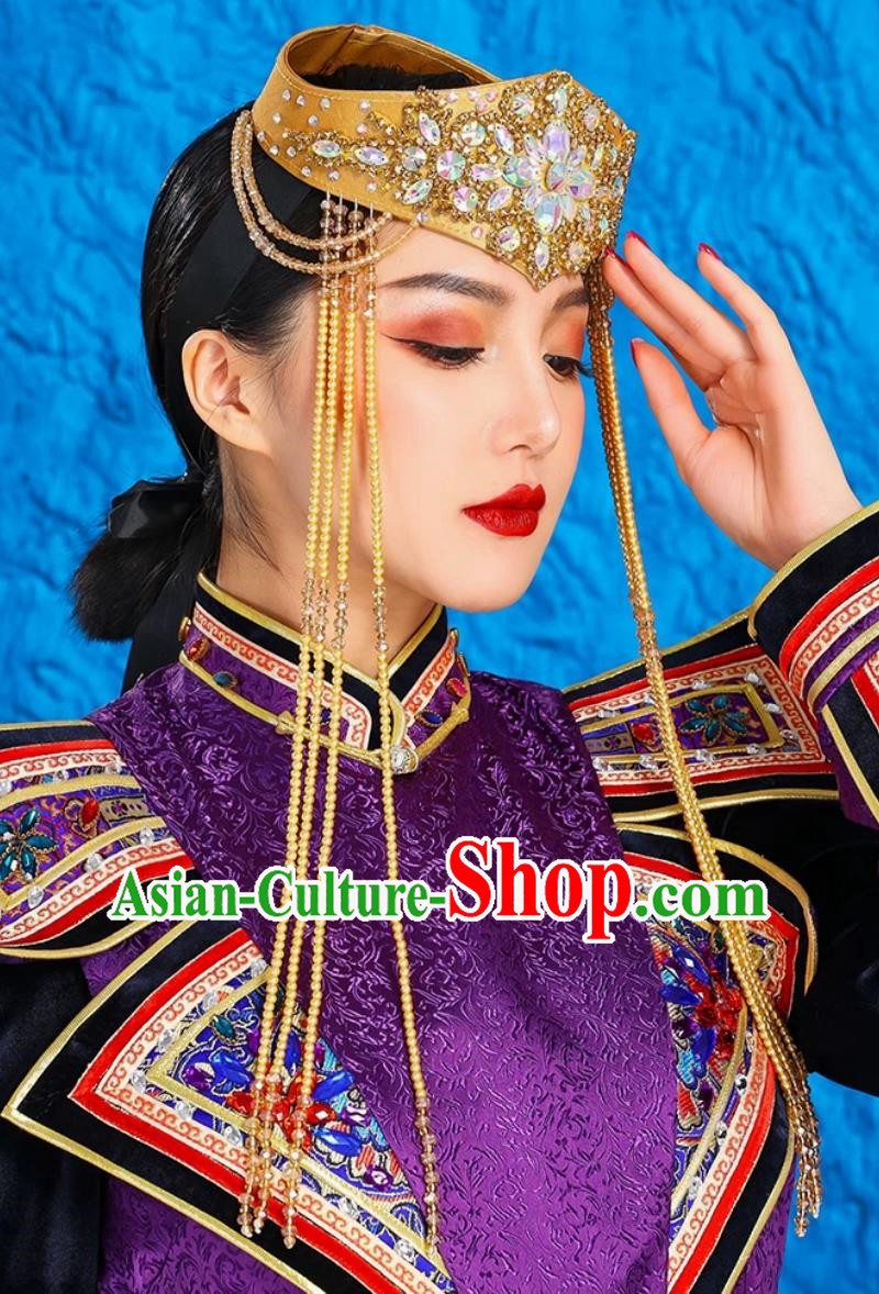 Mongolian Lady Headdress Hat Minority Performance Dance Headdress Bride Wedding