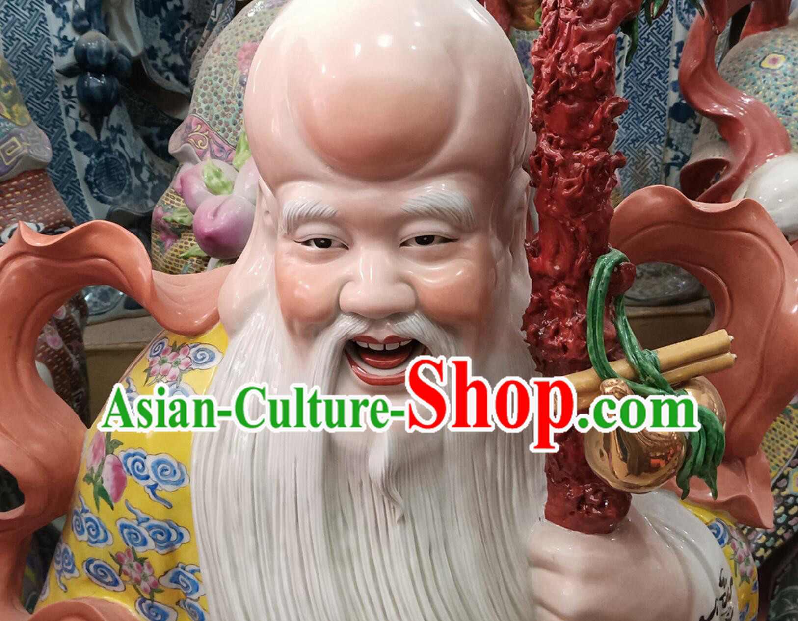 Handmade Porcelain Craft Traditional Chinese God of Longevity Figurine Jingdezhen Ceramic Statue