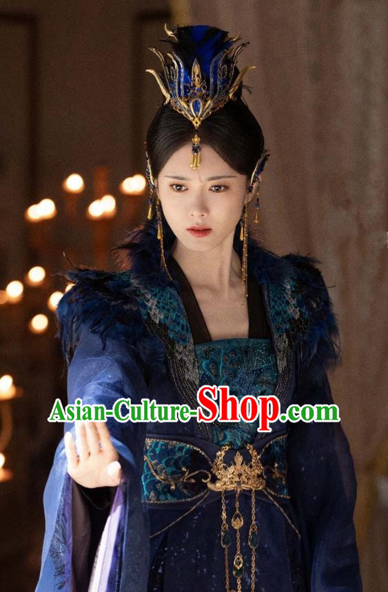 Chinese Ancient Female Swordsman Clothing 2024 Xian Xia TV Series The Last Immortal Peacock Princess Hua Shu Deep Purple Dress