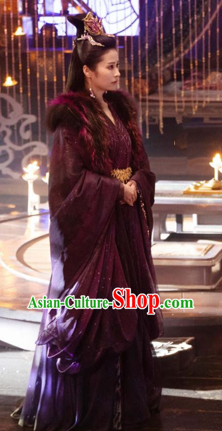 2024 Xian Xia TV Series The Last Immortal Fox Queen Hong Ruo Purple Dress Chinese Ancient Empress Clothing