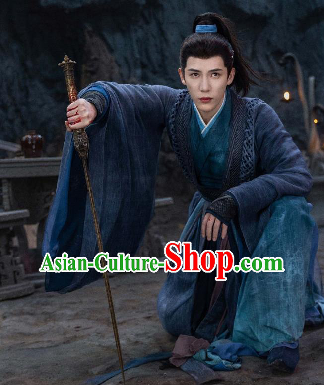 Chinese Ancient Swordsman Clothing 2024 Xian Xia TV Series The Last Immortal Prince Gujin Yuan Qi Deep Blue Costumes