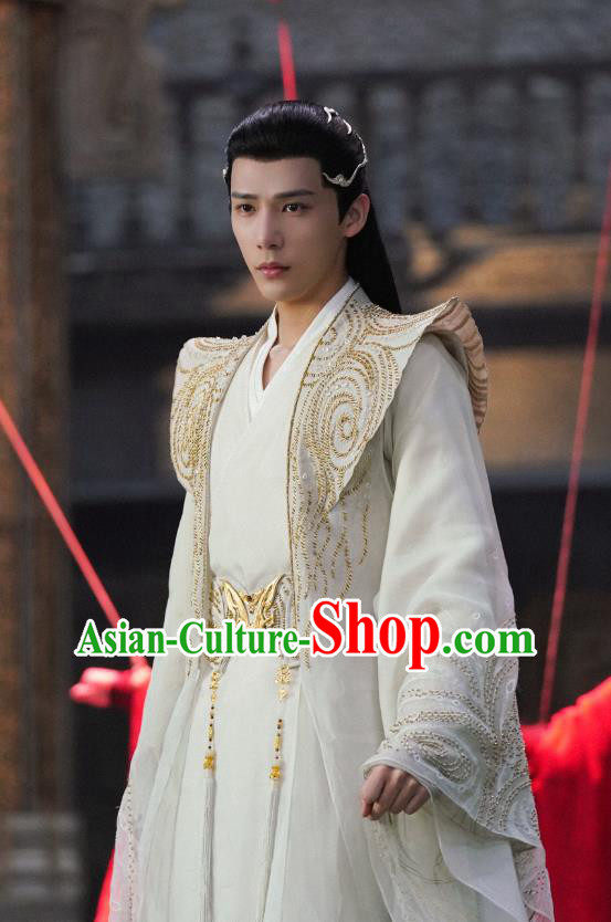 2024 Xian Xia TV Series The Last Immortal Prince Gujin Yuan Qi White Costumes Chinese Ancient Young Hero Clothing