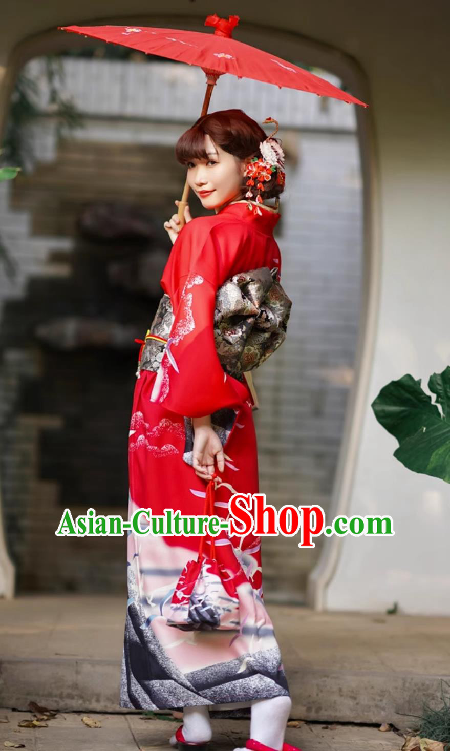 Japanese Traditional Garments Classical Furisode Kimono Asian Japan National Dress for Women