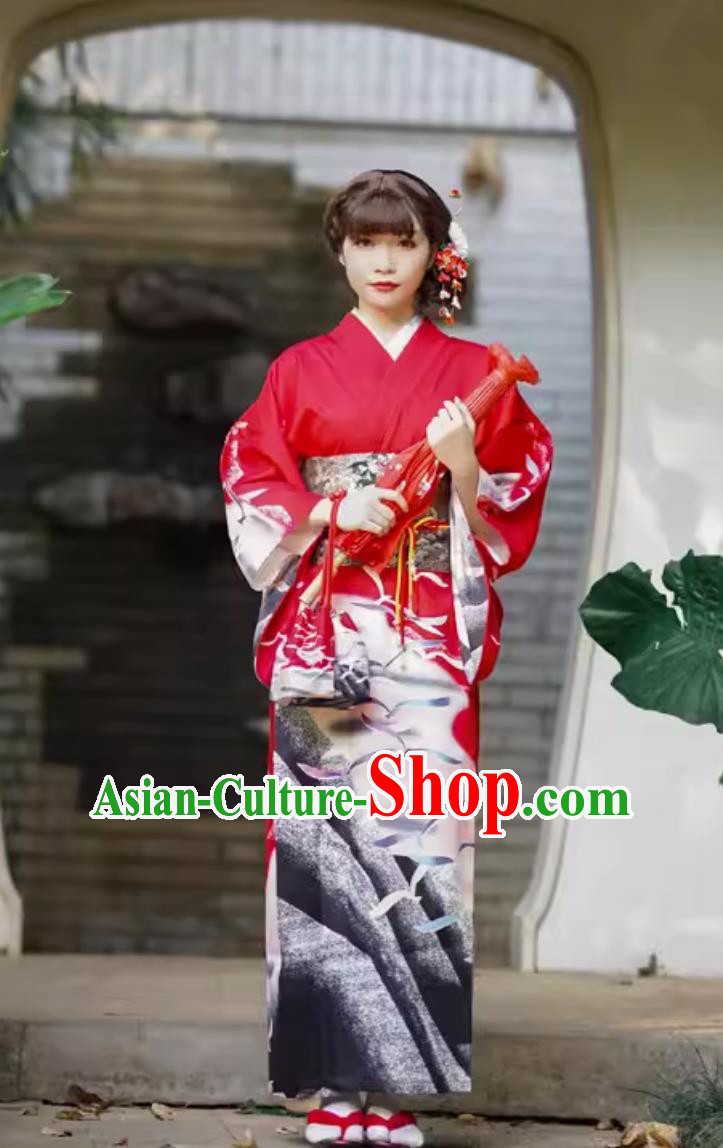 Japanese Traditional Garments Classical Furisode Kimono Asian Japan National Dress for Women