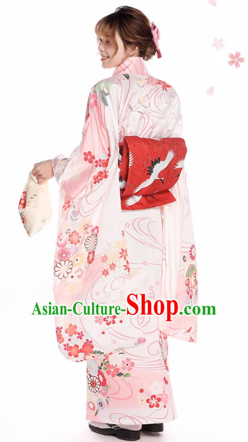 Top Japanese National Pink Dress Traditional Garments Japan Classical Furisode Kimono