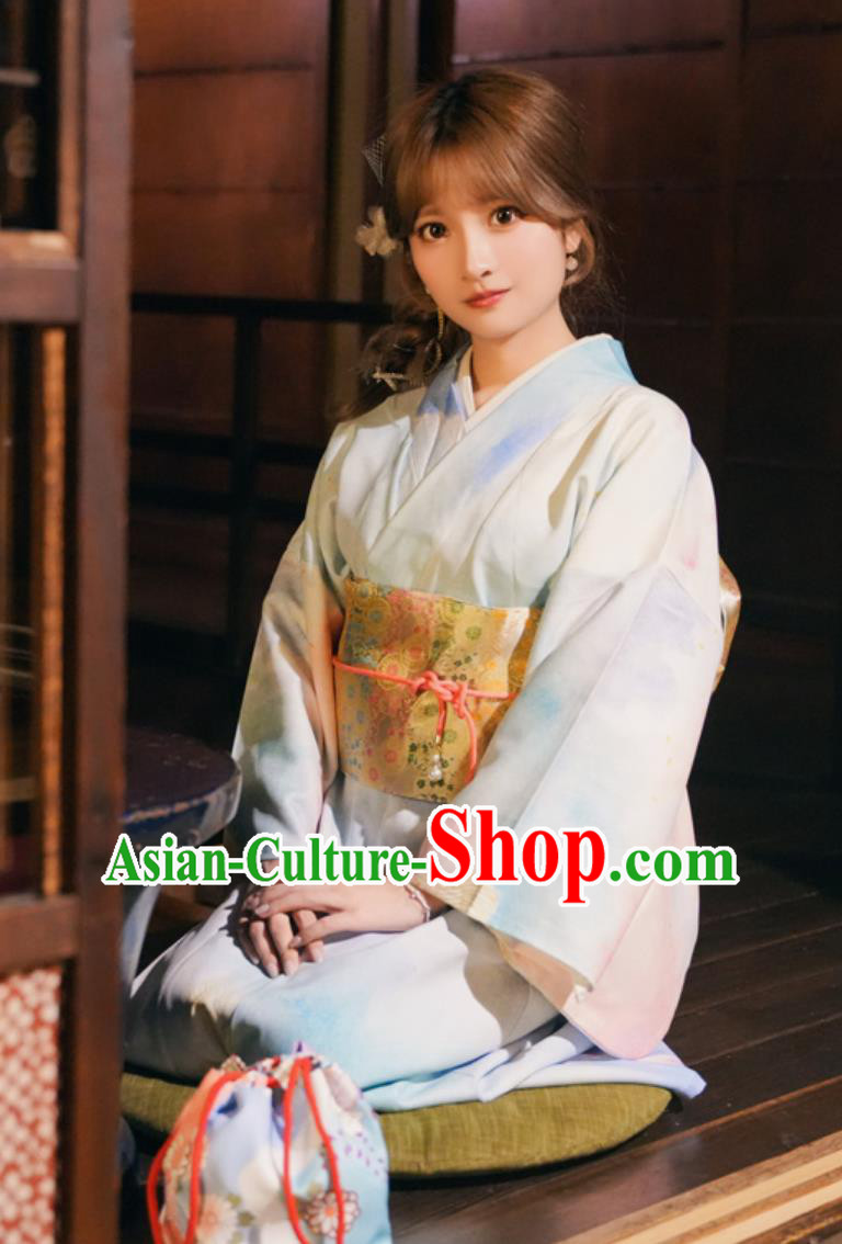 Japanese Kimono Women Gradient Printed Formal Dress