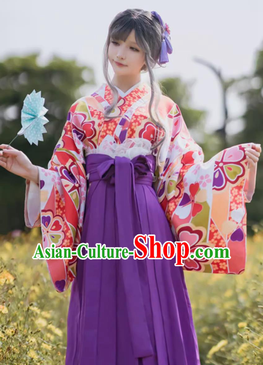 Japanese Traditional Formal Attire Women Hakama Graduation Hakama Skirt Girl Style Kimono Set