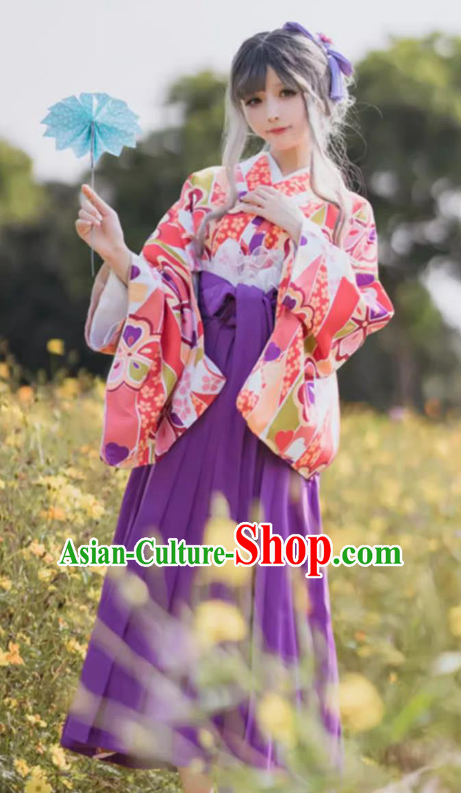 Japanese Traditional Formal Attire Women Hakama Graduation Hakama Skirt Girl Style Kimono Set