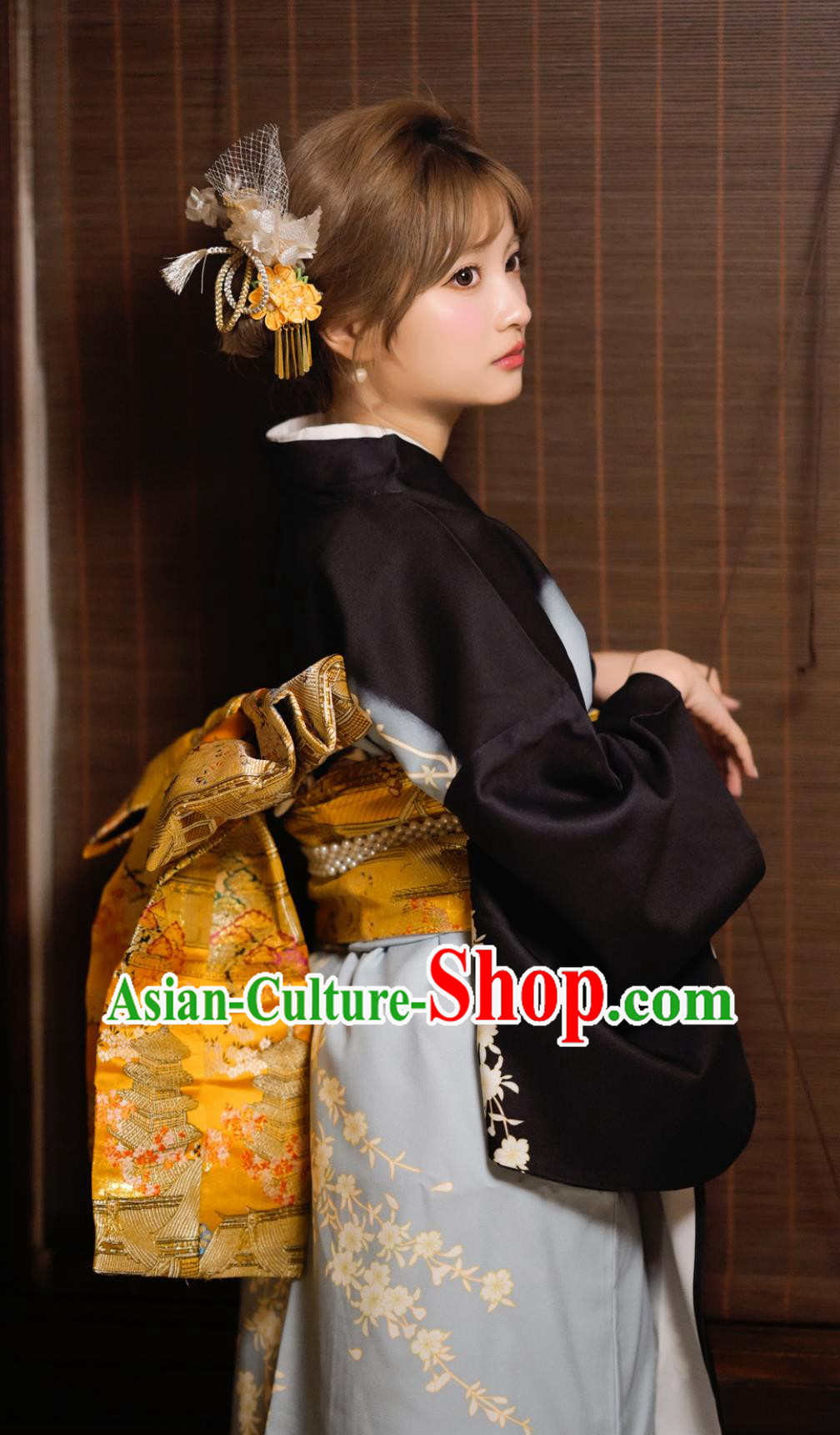 Japanese Kimono Women Formal Attire Traditional Japanese Printed Cherry Blossoms Bathrobe