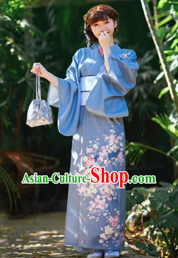 Girl Japanese Bathrobe Gentle Retro Japanese Improved Morandi Kimono