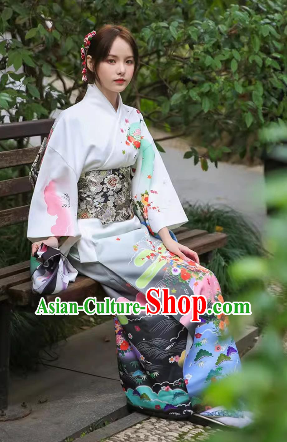 Japanese Improved Clothing Kimono Women Sakura Traditional Dress