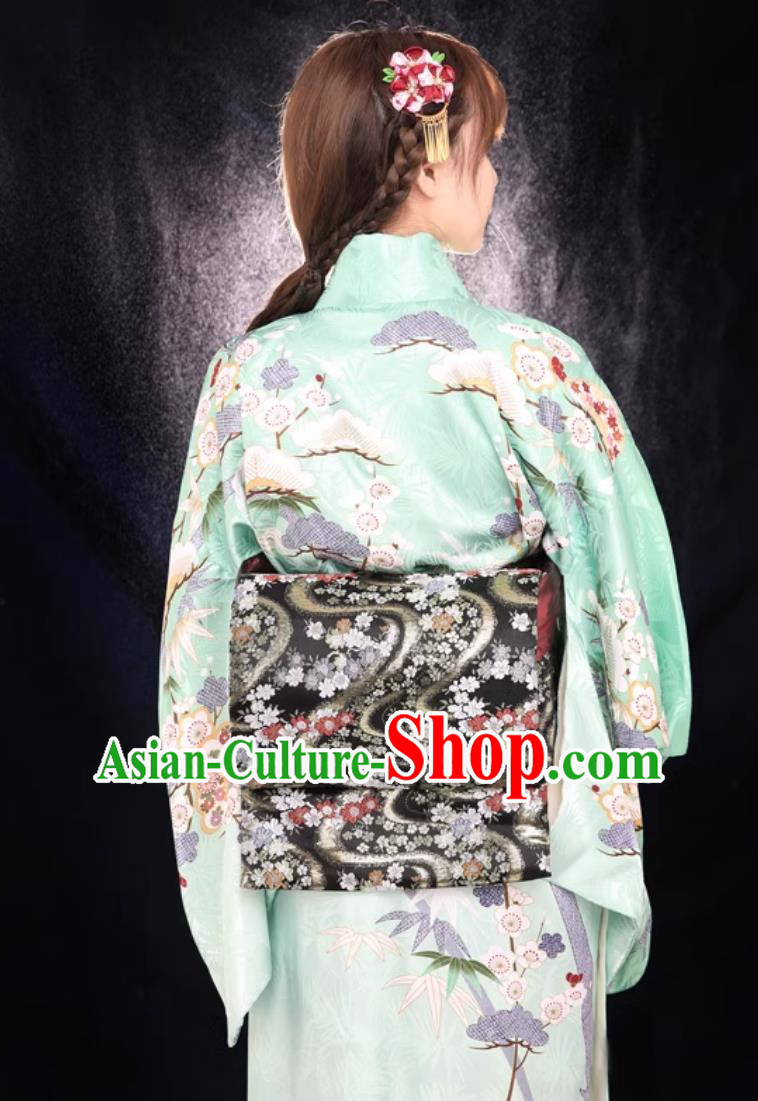 Improved Version Of Japanese Kimono For Women Visit Formal Kimono Green Dress