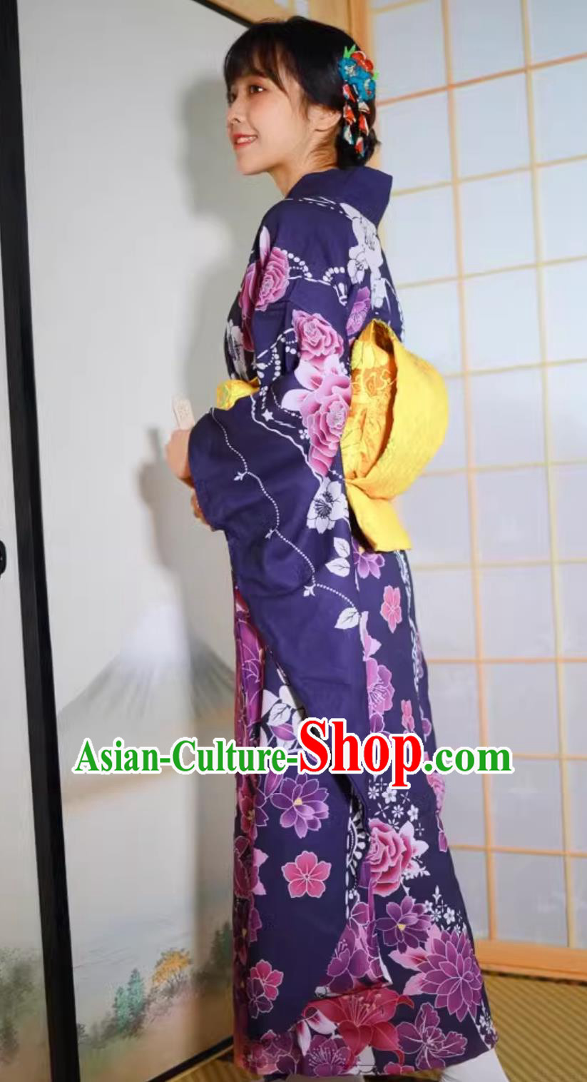 Japanese Kimono Women Improved Formal Attire Floral Furisode Kimono Set