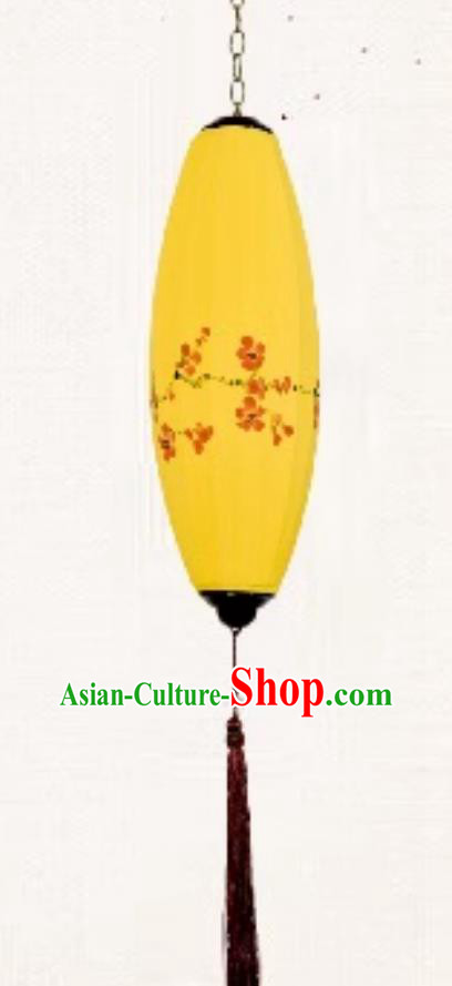 Chinese Fabric Artist Painting Olive Lamp Hanging Lantern Antique Palace Lamp