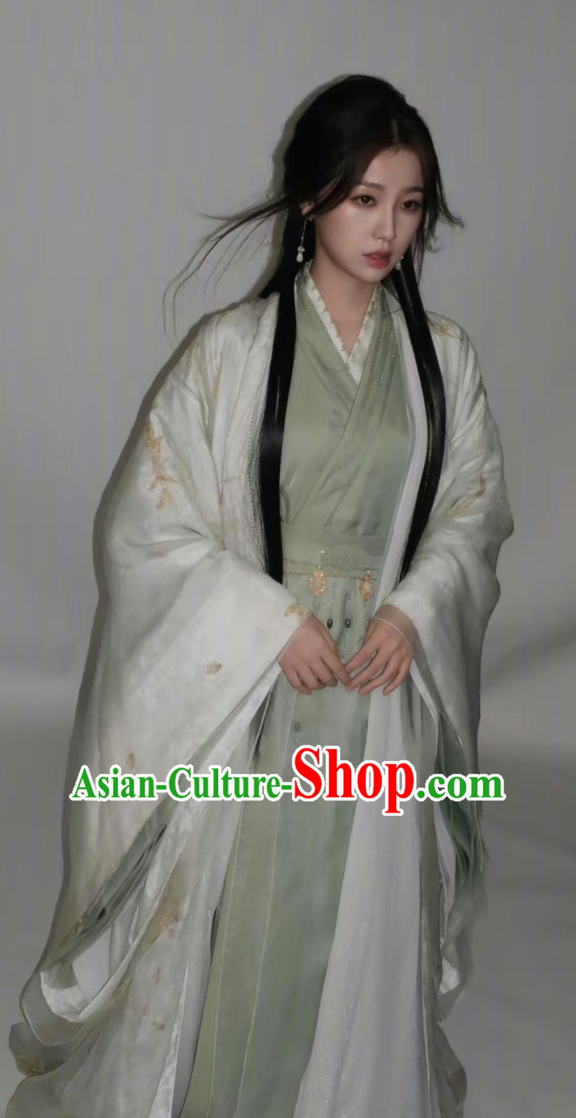 Chinese Ancient Woman Assassin Garment Costumes TV Series My Journey to You Female Swordsman Yun Wei Shan Green Dresses
