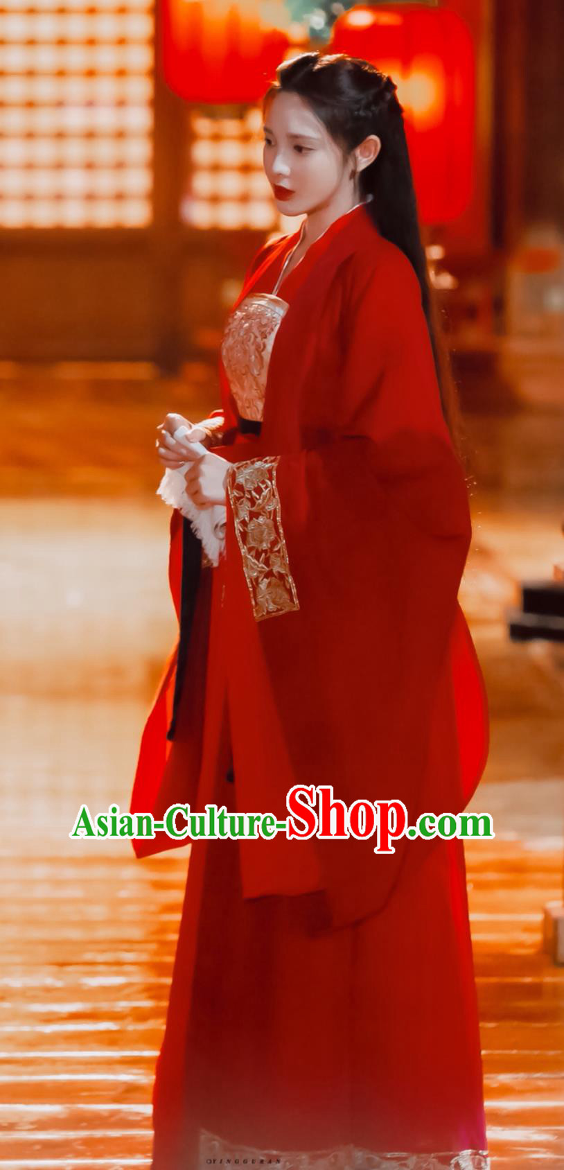 Chinese Ancient Princess Red Hanfu Dress TV Series Jun Jiu Ling Bride Clothing