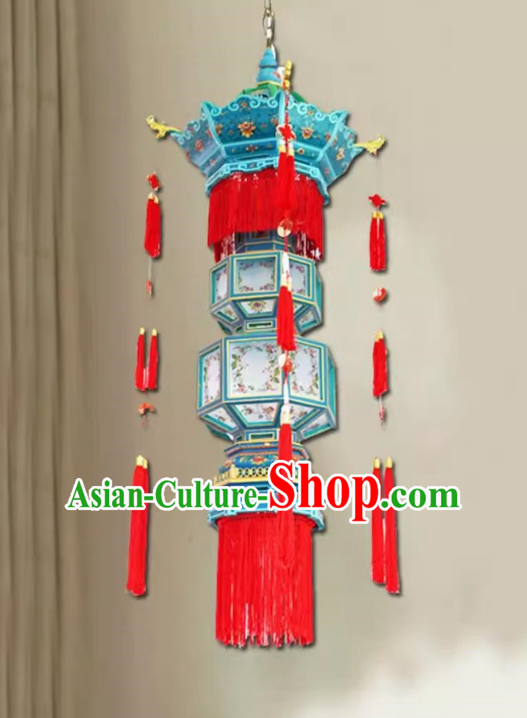 Palace Temple Chandelier Antique Carved Enamel Painted Chinese Solid Wood Palace Lantern Garden Promenade Palace Lantern