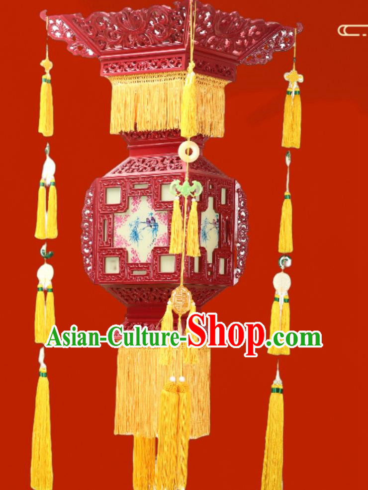 106cm Solid Wood Palace Lantern Ancient Chinese Style Ming And Qing Dynasty Floor Lamp Dunhuang Mural Temple Palace Lantern