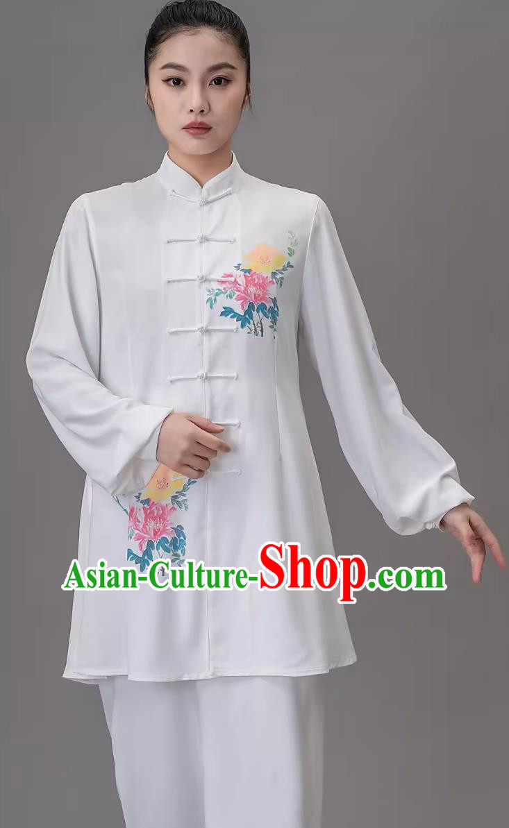 Tai Chi Painted Peony Competition Clothes And Qigong Performance Suit