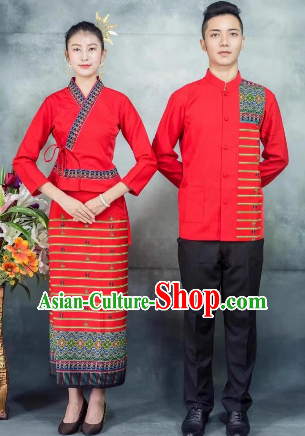 Dai Clothing For Men And Women Red Suit Restaurant Work Clothes Welcome Staff Uniforms