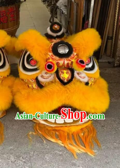 Chinese Orange Fur Dance Lion Professional Dancing Lion Handmade Woolen Fut San Lion Costume Complete Set