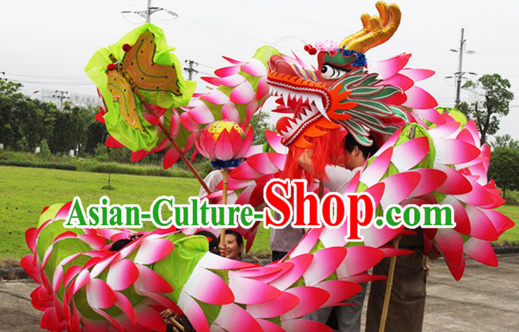 Handmade New Year Dance Dragon Head Chinese Lotus Dancing Dragon Celebration Parade Dragon Costume Complete Set