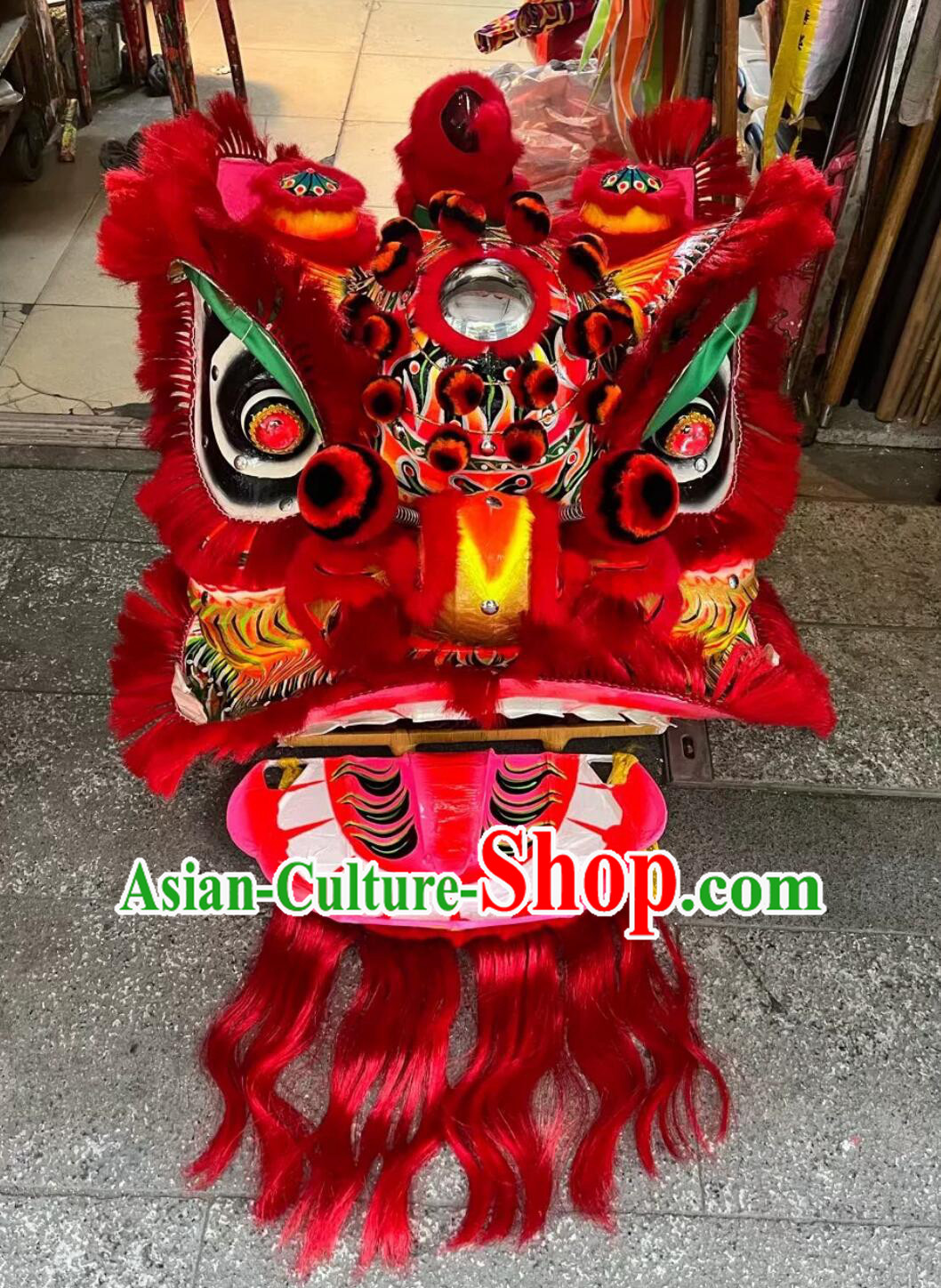 Handmade Red Wool Fut San Lion Chinese Traditional Dance Lion Professional Dancing Lion Costume Complete Set