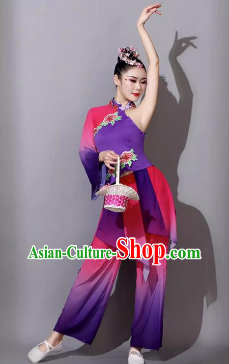 Yangko Costume Female Dance Classical Dance Performance Clothing Lotus Song Yangko Dance Umbrella Dance Fan Dance Outfit